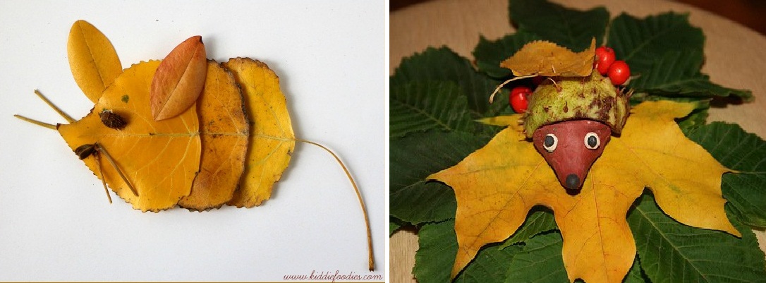 Зверюшки из осенних листьев