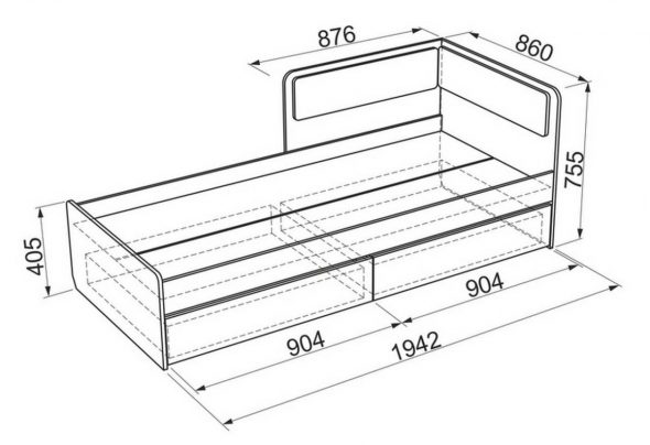 Чертеж односпальной кровати
