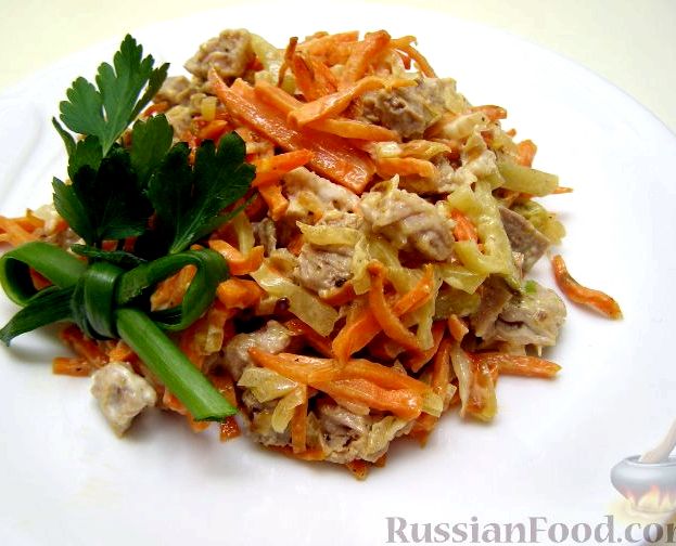 Салат обжорка рецепт с грибами и курицей с фото