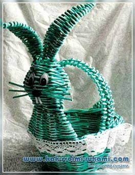 сплести корзину из бумажных трубочек