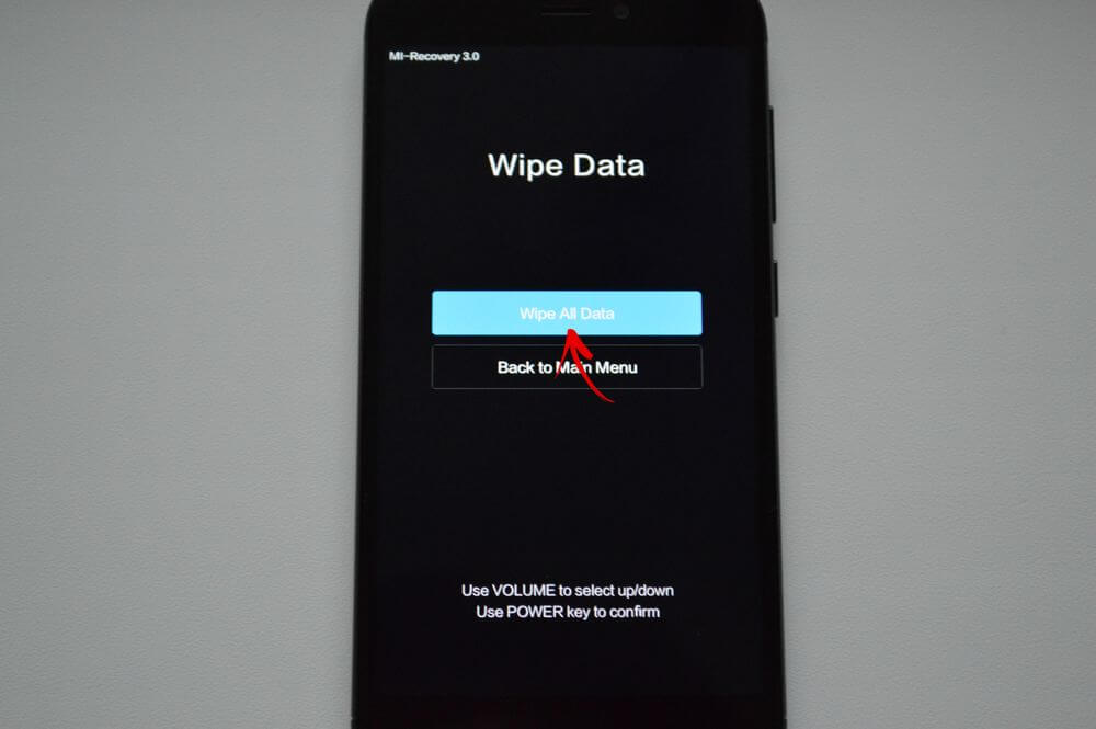 wipe all data mi recovey