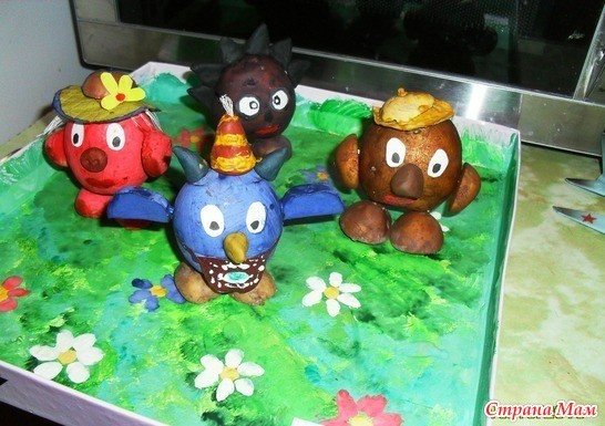  сделать поделку смешарики из овощей