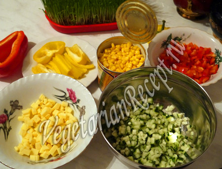 продукты для слоеного салата с рисом