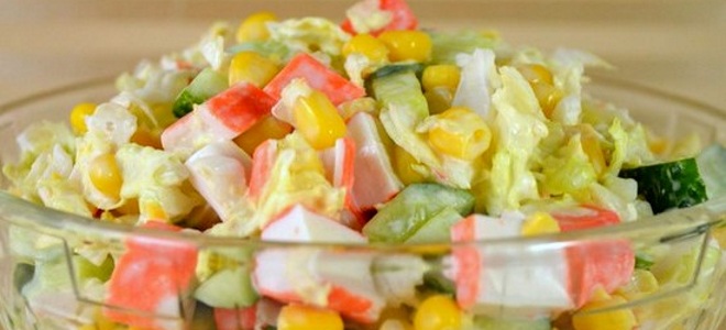 салат надежда с крабовыми палочками и капустой