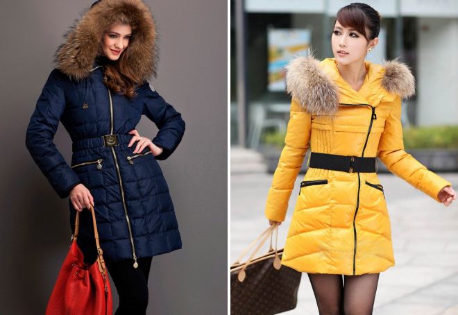 пуховики 2018 с поясом