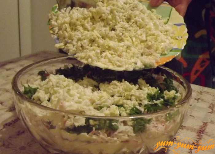 После этого добавляем еще один слой яиц