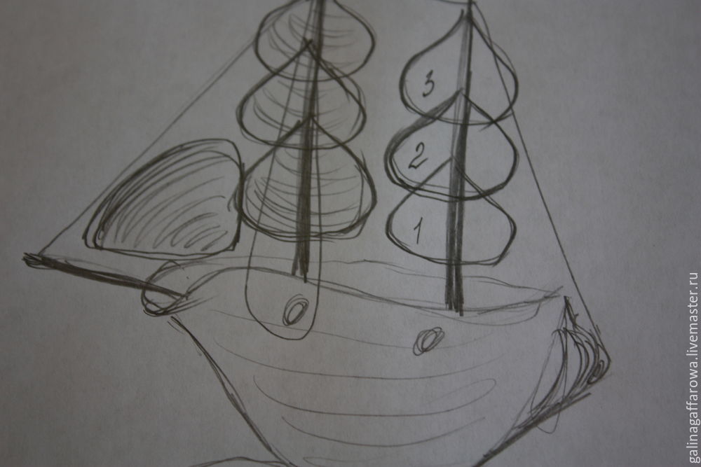 кораблик из ракушек