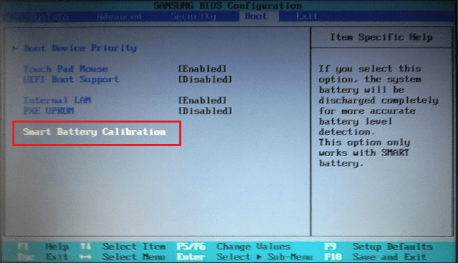 Smart Battery Calibration в BIOS.