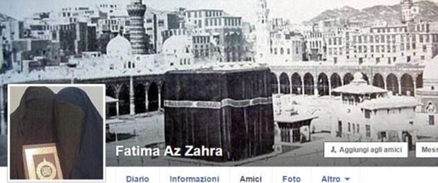 Profile of a jihadi bride: Maria Giulia Sergio changed her name to Fatima (her Facebook page pictured), after the Prophet Muhammad
