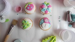 Christmas Cupcakes with gumpaste / Новогодние Капкейки с декором из мастики
