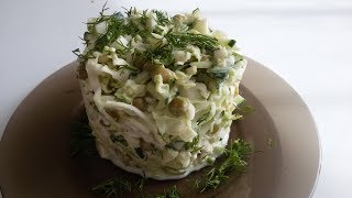 САЛАТ ИЗ ПЕКИНСКОЙ КАПУСТЫ С ЯЙЦОМ И ГОРОШКОМ.