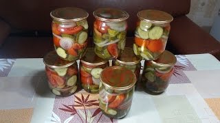 Салат из помидоров и огурцов на зиму. Salad of tomatoes and cucumbers in the winter.