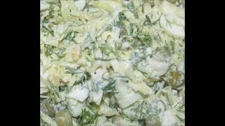 Капустный салат с плавленым сыром и яйцом