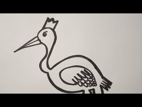 Рисуем аиста/Cómo dibujar un pájaro Как нарисовать милые рисунки