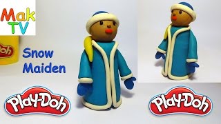 How to make a Snow Maiden of Play Doh clay Как сделать Снегурочку из пластилина своими руками.