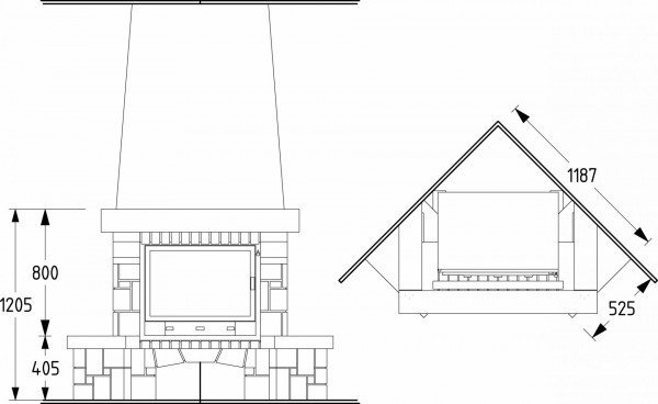 Схема углового камина