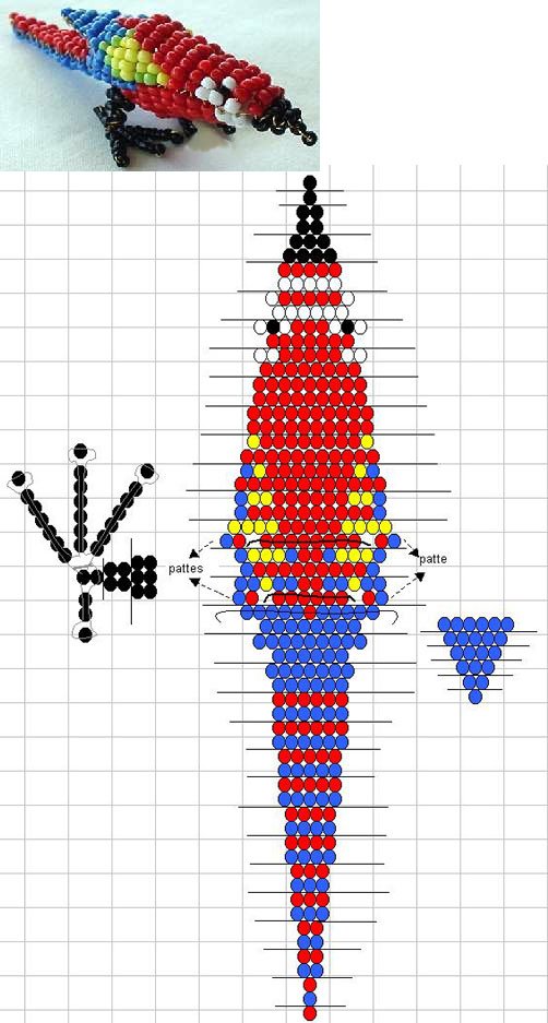Звери из бисера, схемы - попугай