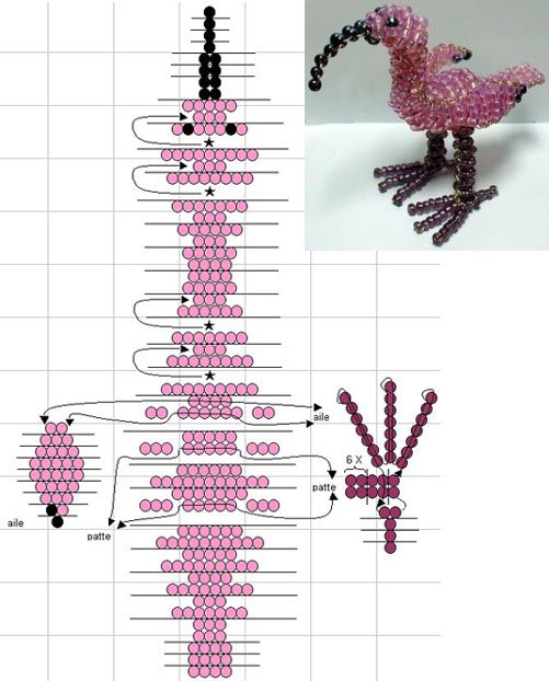 Звери из бисера, схемы - фламинго