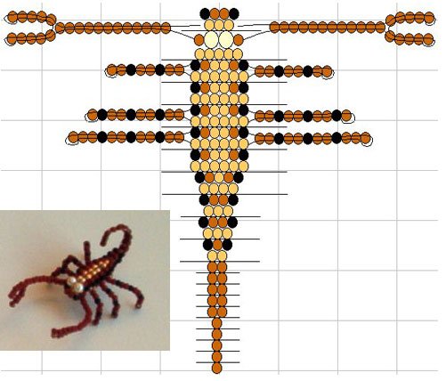 Звери из бисера, схемы - скорпион