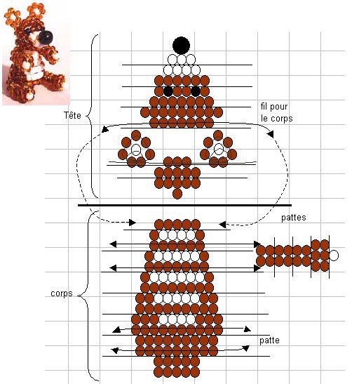 Бисероплетение, схемы животных - мишка