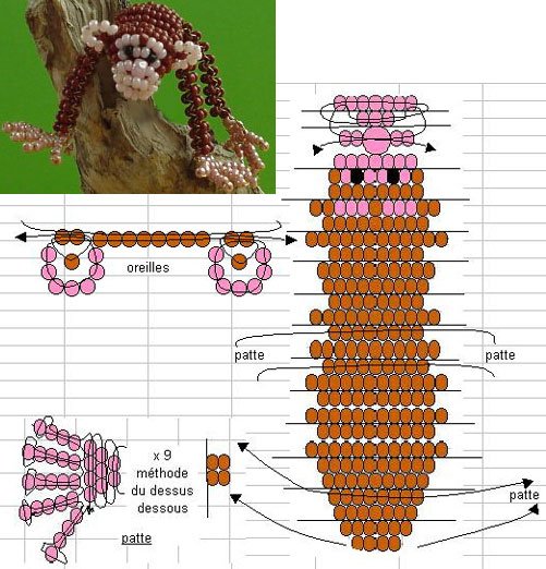 Звери из бисера, схемы - обезьяна