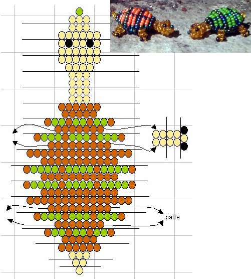 Черепаха из бисера схема