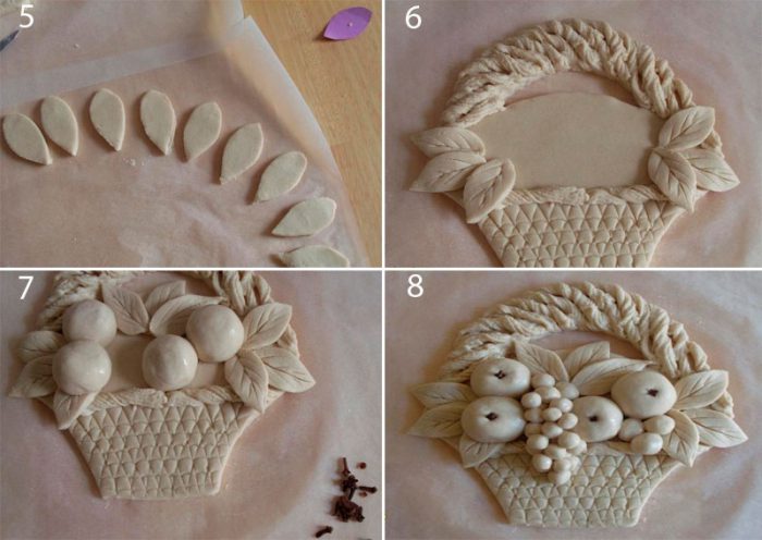 Корзина с фруктами из солёного теста мастер класс