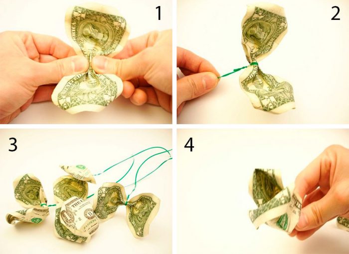 Розы из денег своими руками мастер-класс
