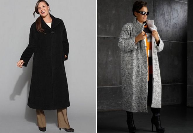 длинные пальто для полных женщин