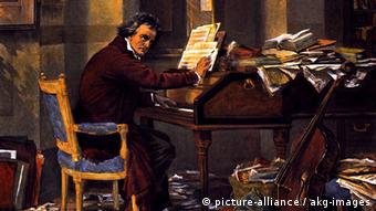 Бетховен сочиняет: картина Карла Шлёссера конца 19 века