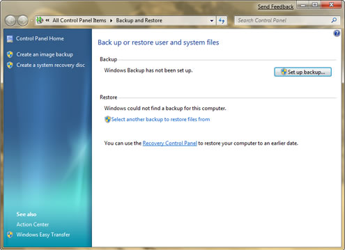 Windows 7 Backup and Restore